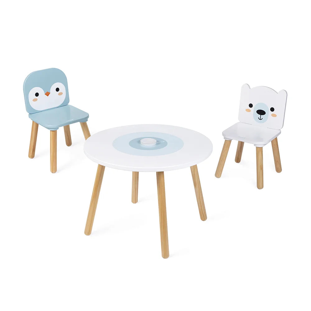 Table et 2 chaises Banquise en bois