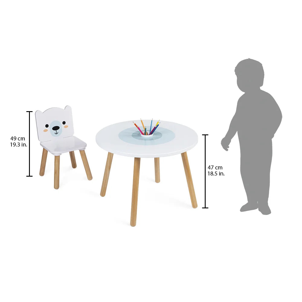 Table et 2 chaises Banquise en bois