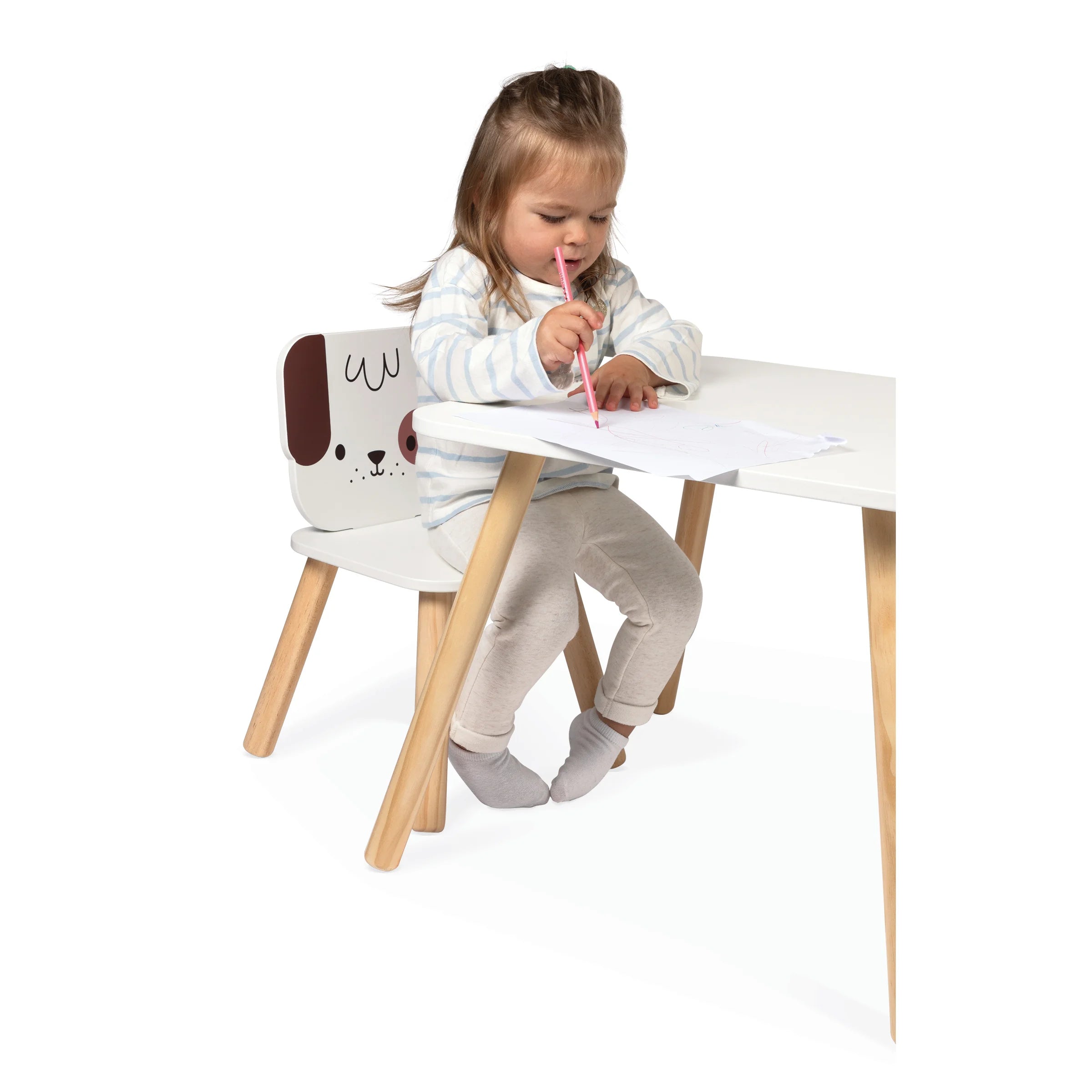 Sedia in legno per bambini, Cane