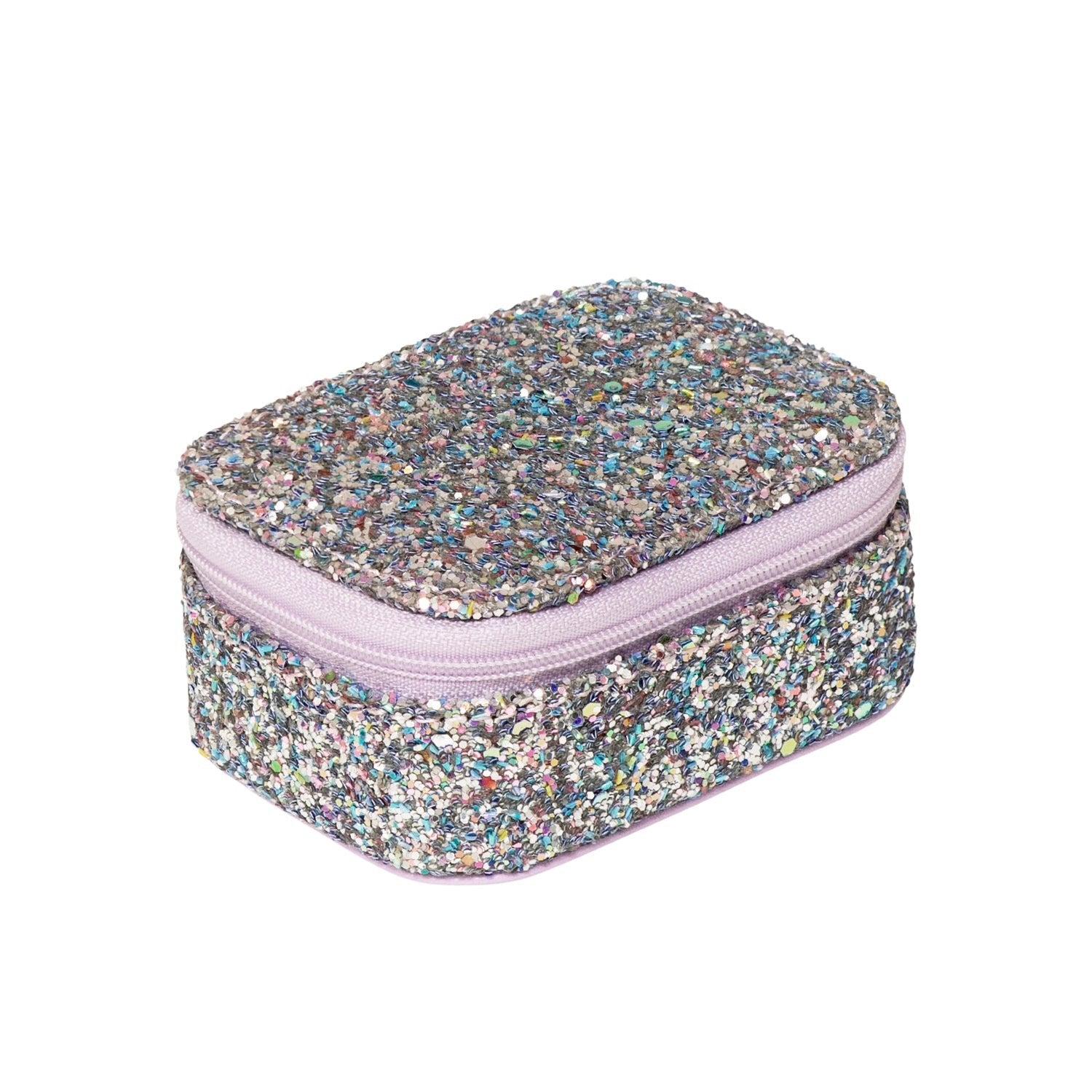 Mini lilac jewelry box with glitter confetti