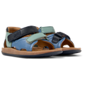 Blue and green leather open sandals