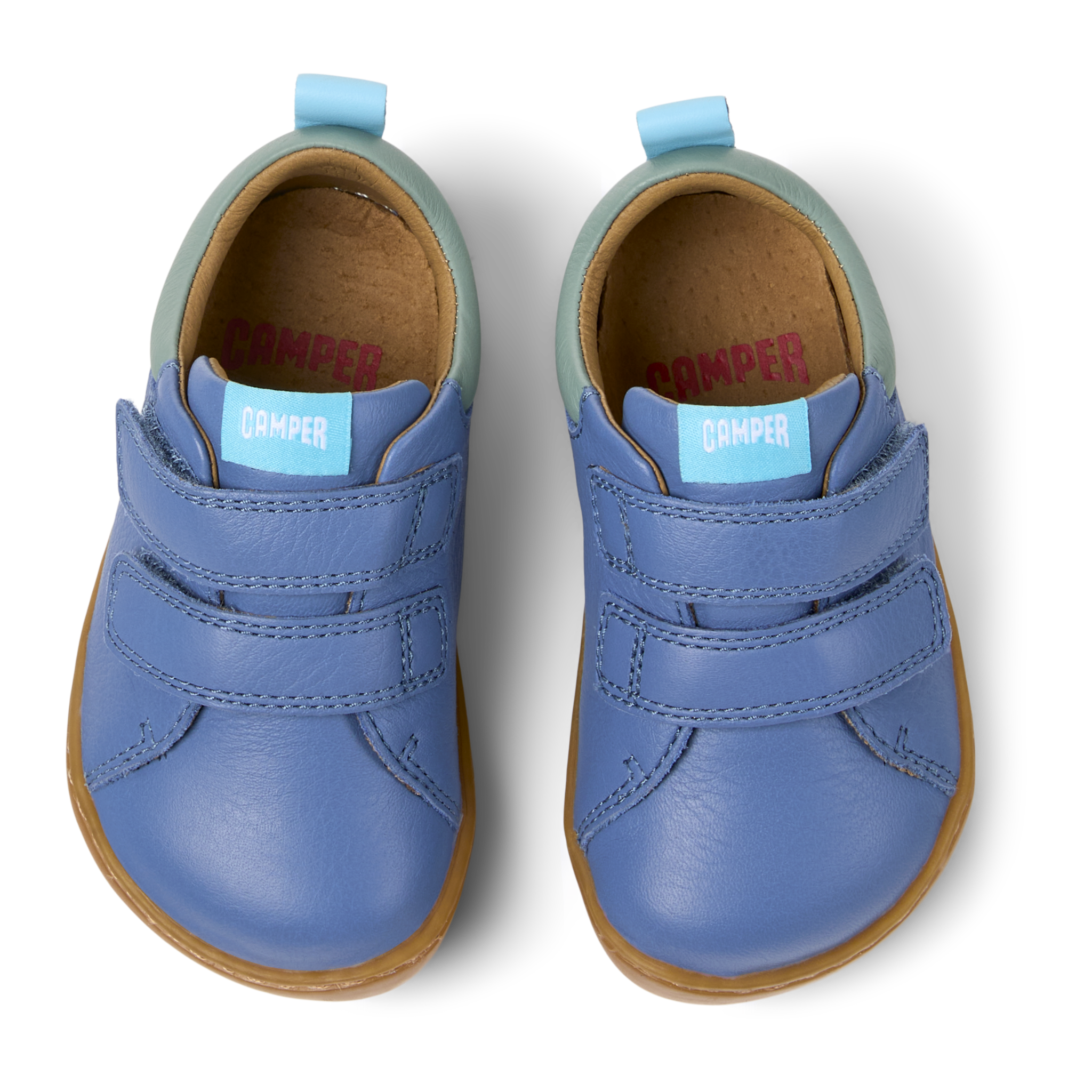 Blue leather shoes, Peu first steps
