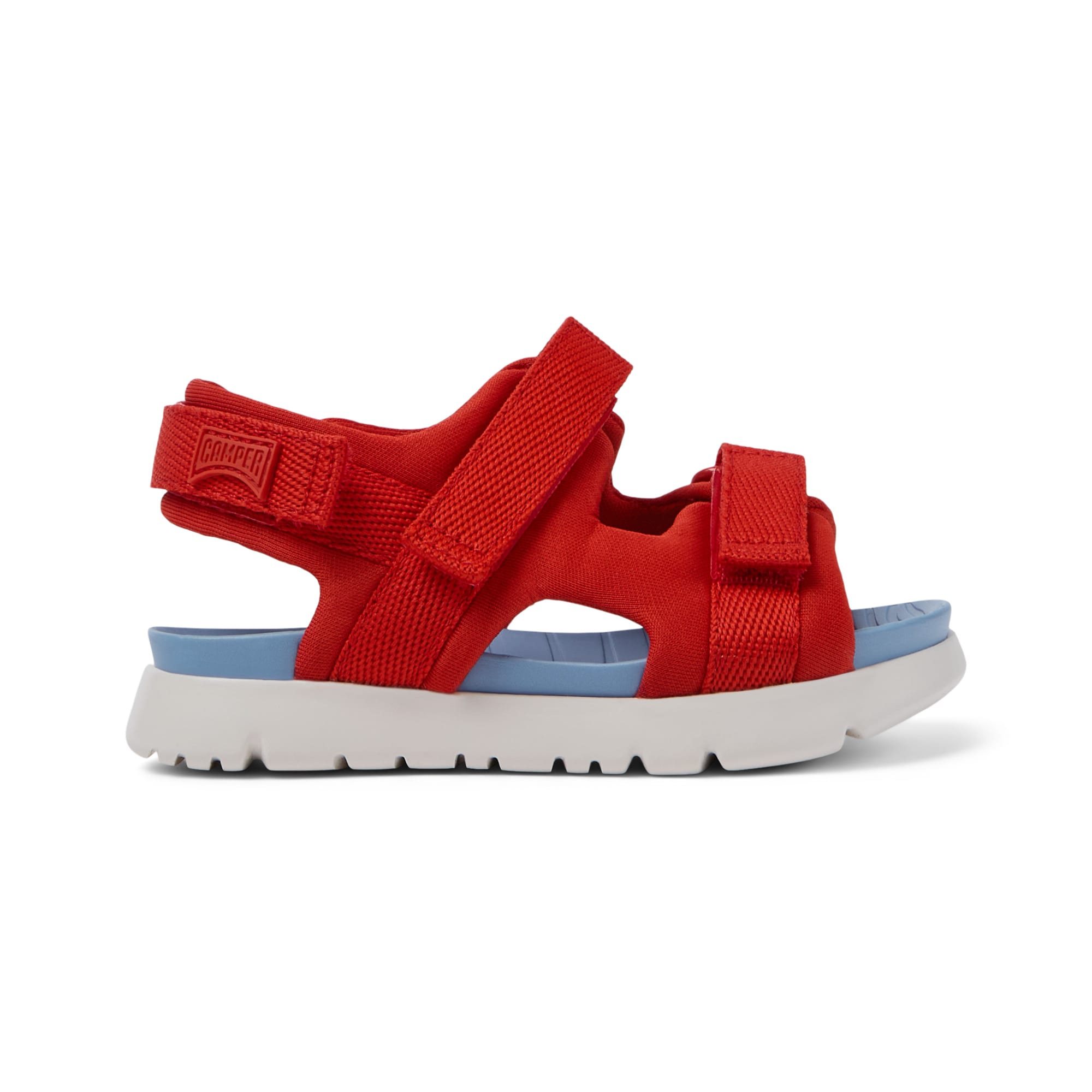 Red fabric sandals, Oruga 21