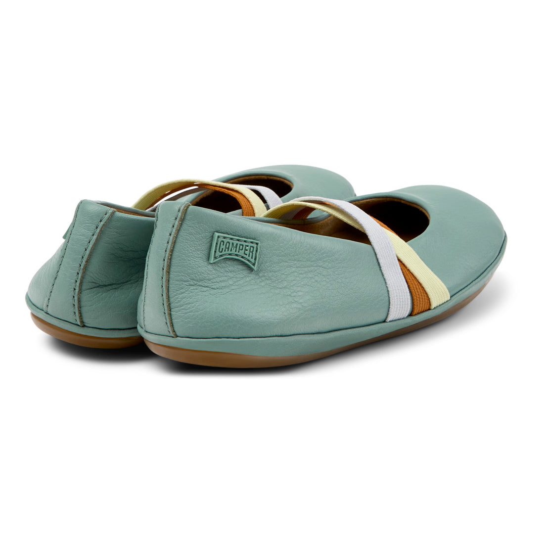 Green leather ballerinas for girls, Twins