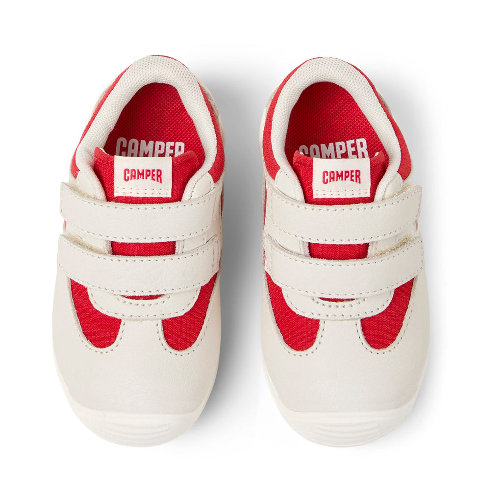 White and red sneaker in fabric and leather, Dadda