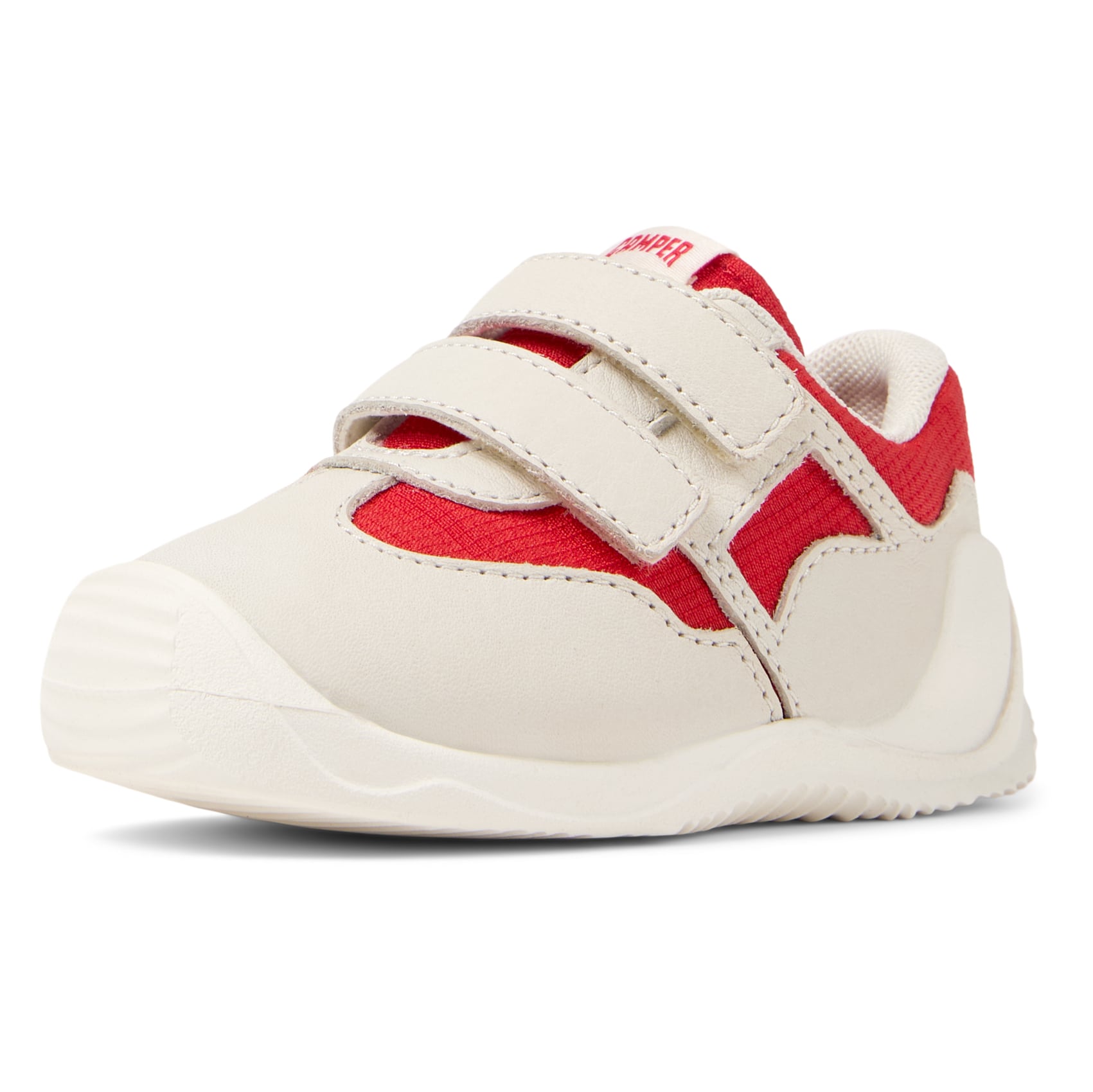 White and red sneaker in fabric and leather, Dadda