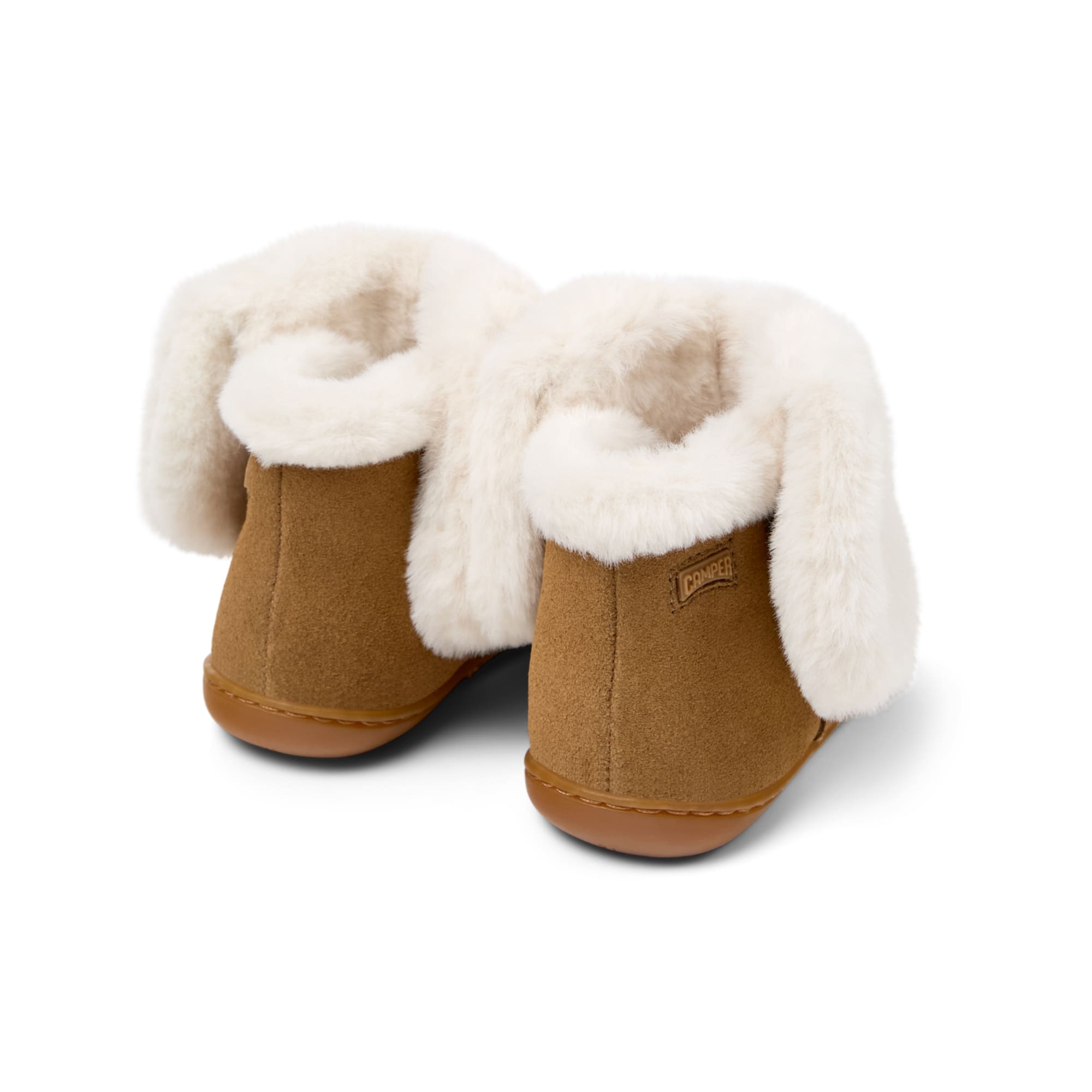 Brown suede ankle boot with ears, Twins
