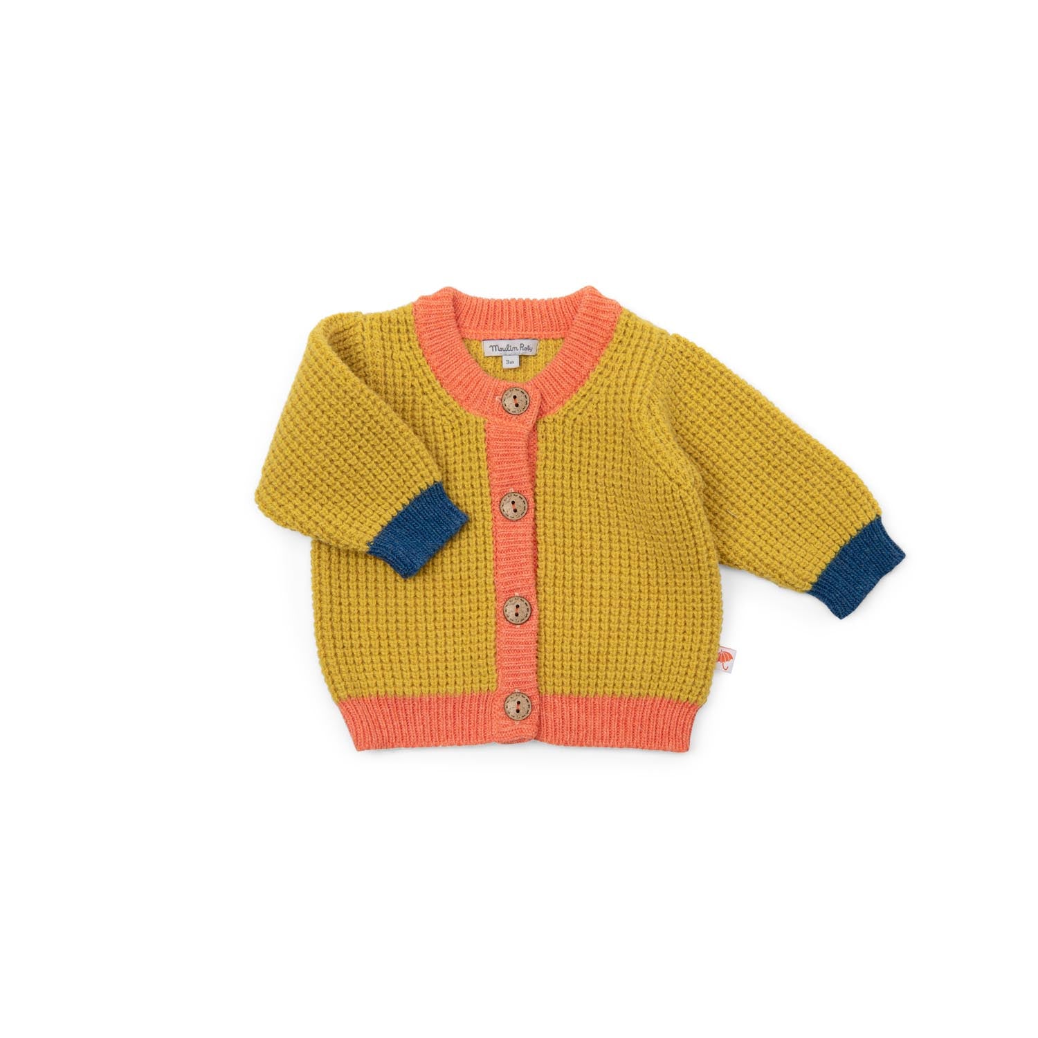 Chunky tricolor knit cardigan, Karel
