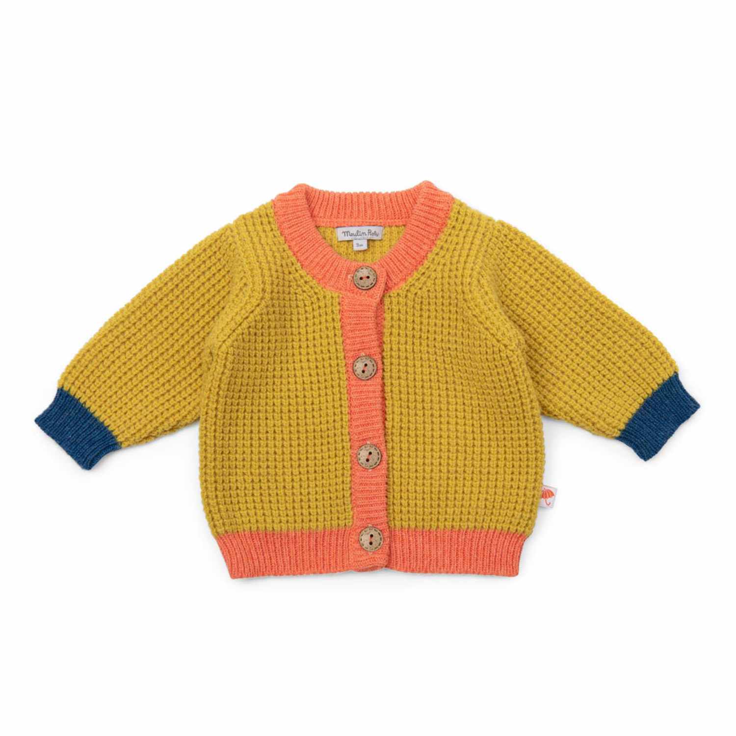 Chunky tricolor knit cardigan, Karel