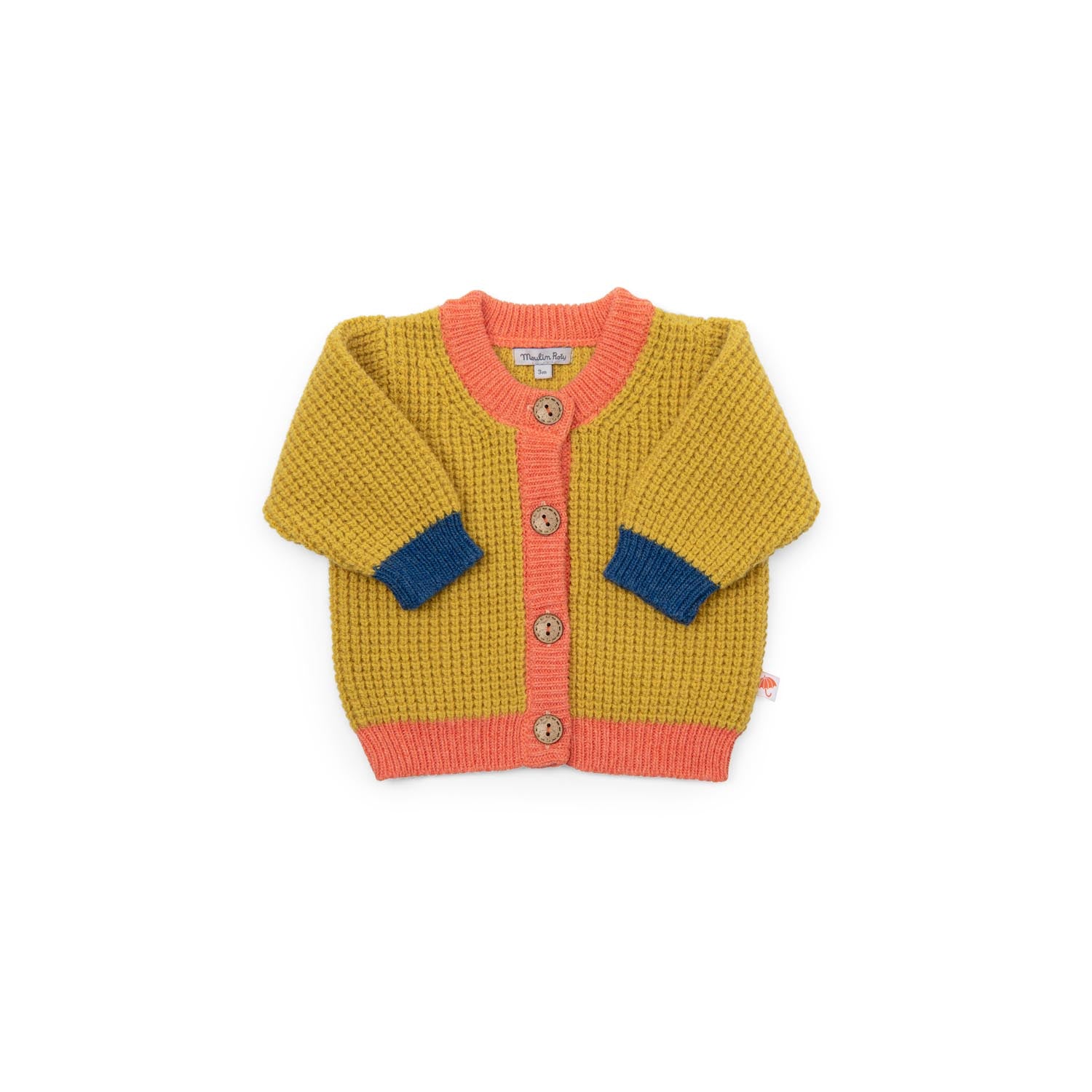Chunky tricolor knit cardigan, Karel