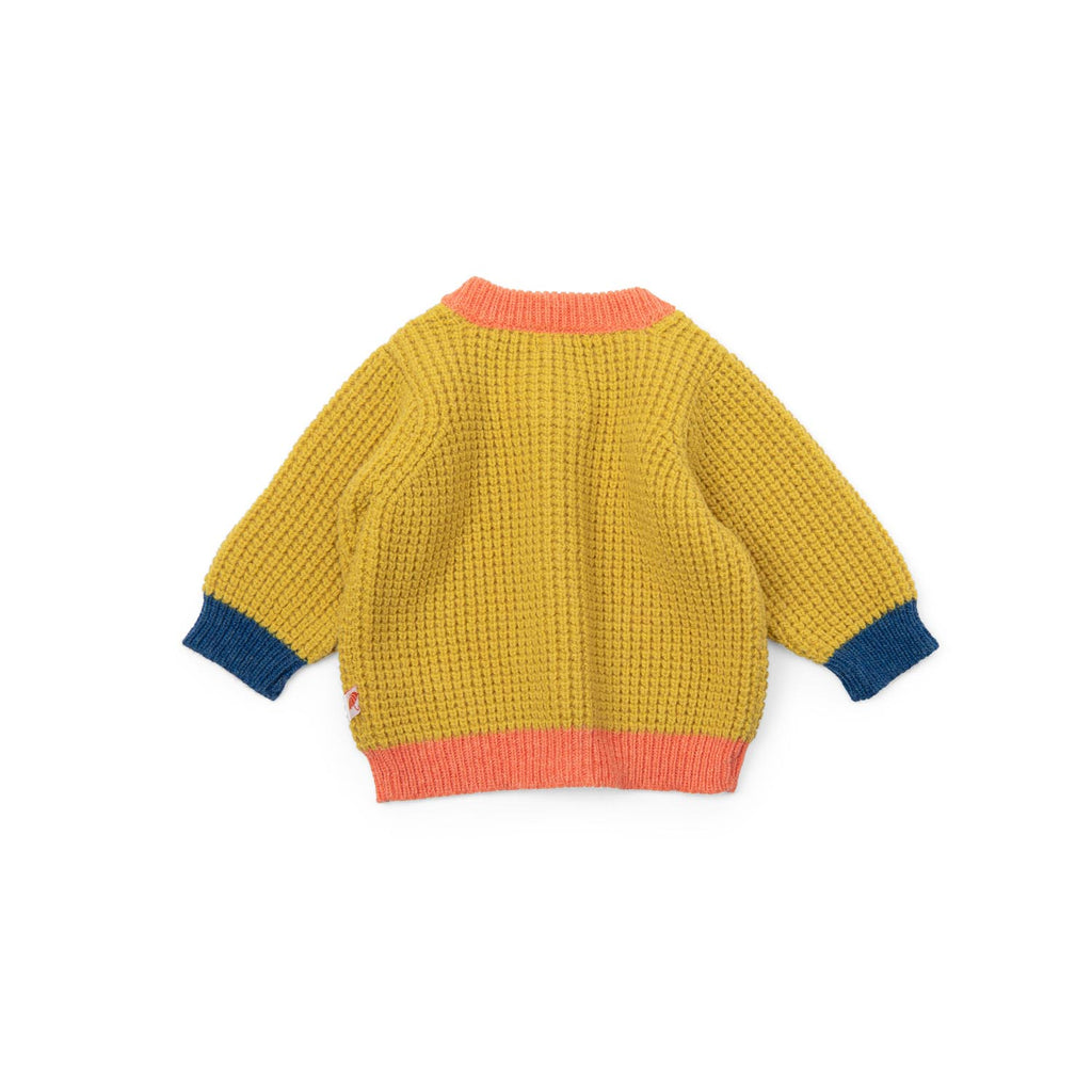 Chunky tricolor knit cardigan, Karel