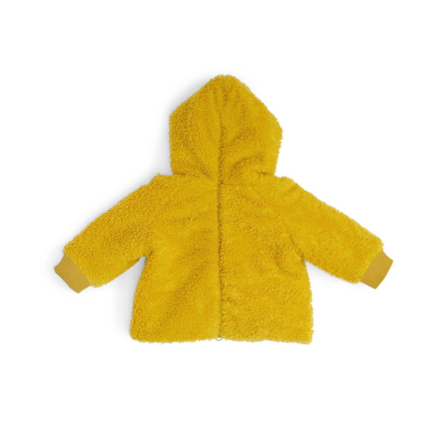 Cappotto con cappuccio in ecopelliccia senape, Karl