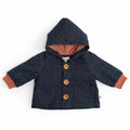 Hooded coat in denim effect fleece, Kasper