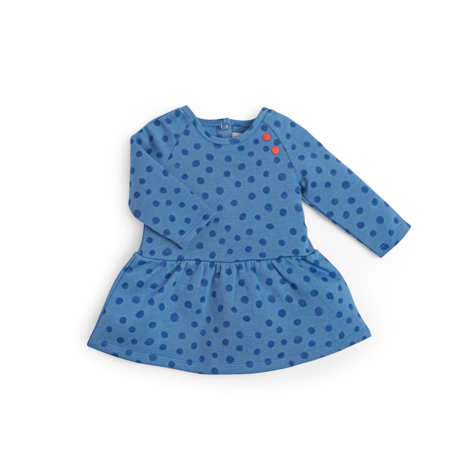 Blue polka dot brushed fleece dress, Kathie