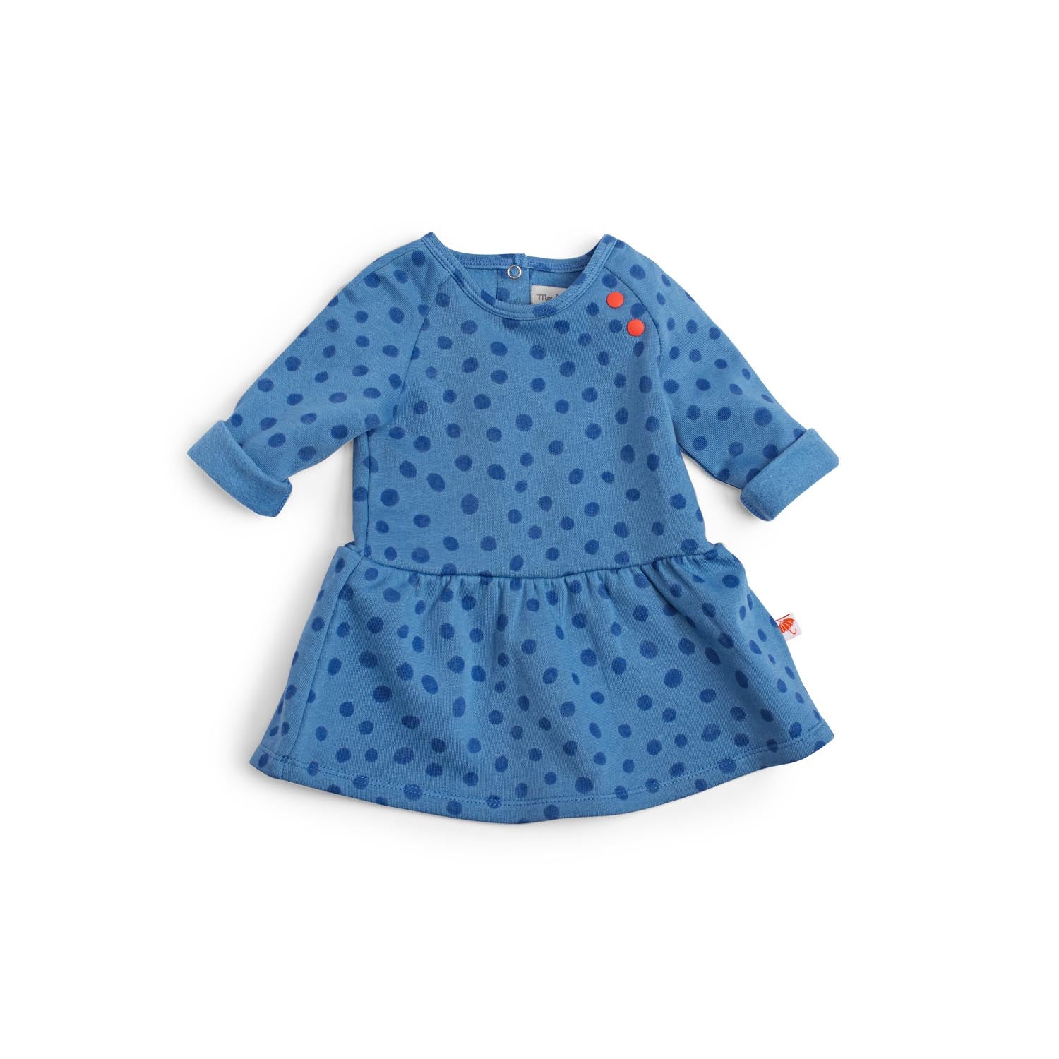 Blue polka dot brushed fleece dress, Kathie