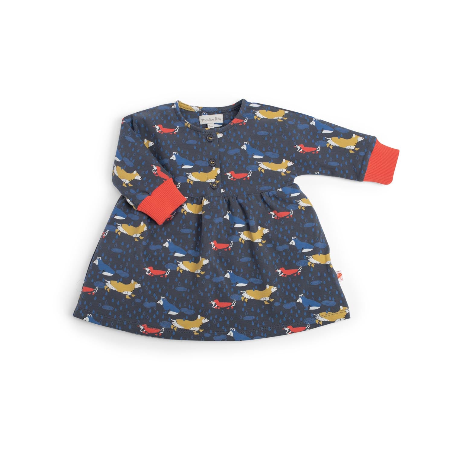 Abito in caldo cotone blu cani, Kloe