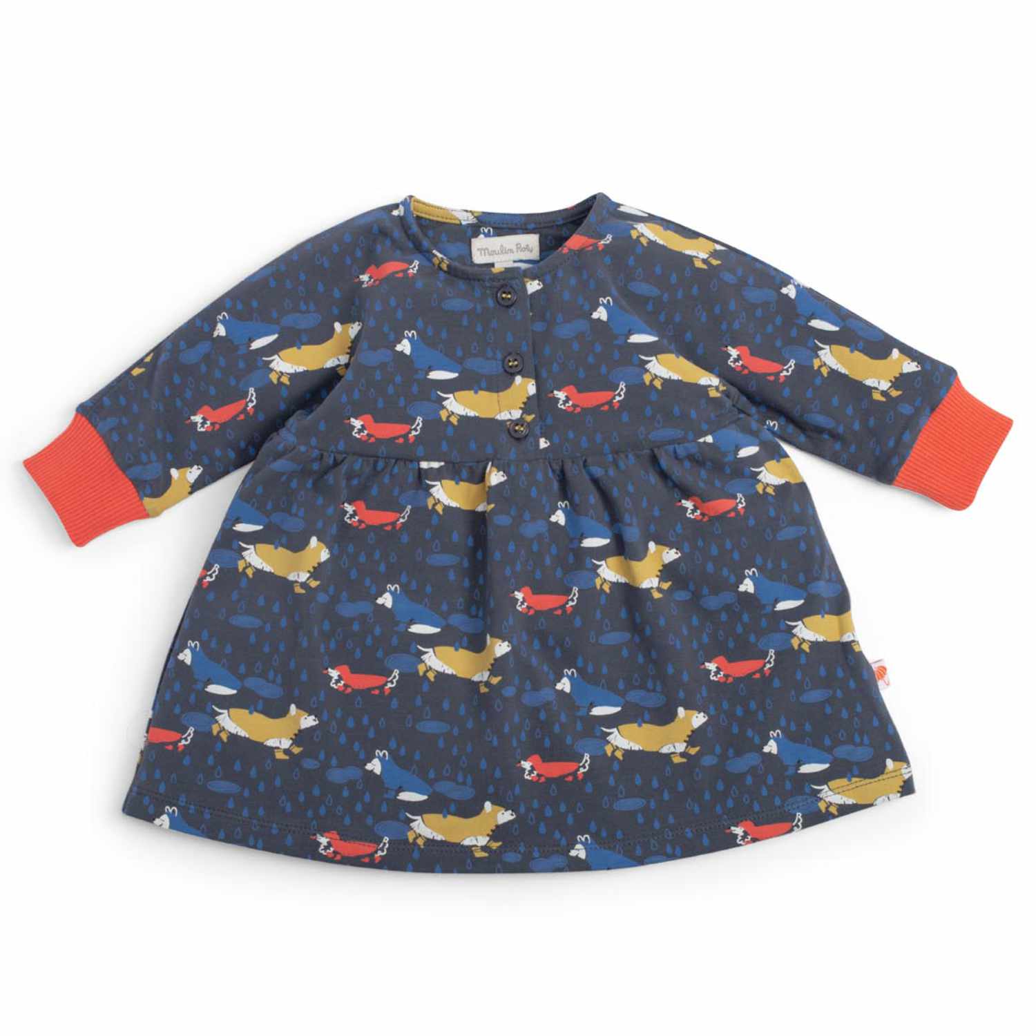 Abito in caldo cotone blu cani, Kloe