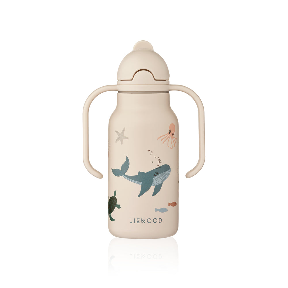 Water bottle in stainless steel with handles 250ml, Sea creatures