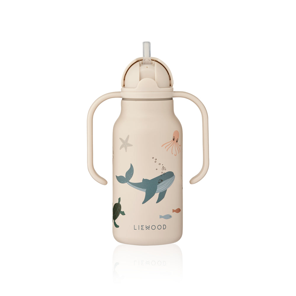Water bottle in stainless steel with handles 250ml, Sea creatures