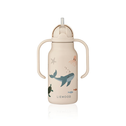 Stainless steel thermal bottle with handles 250ml, Sea animals