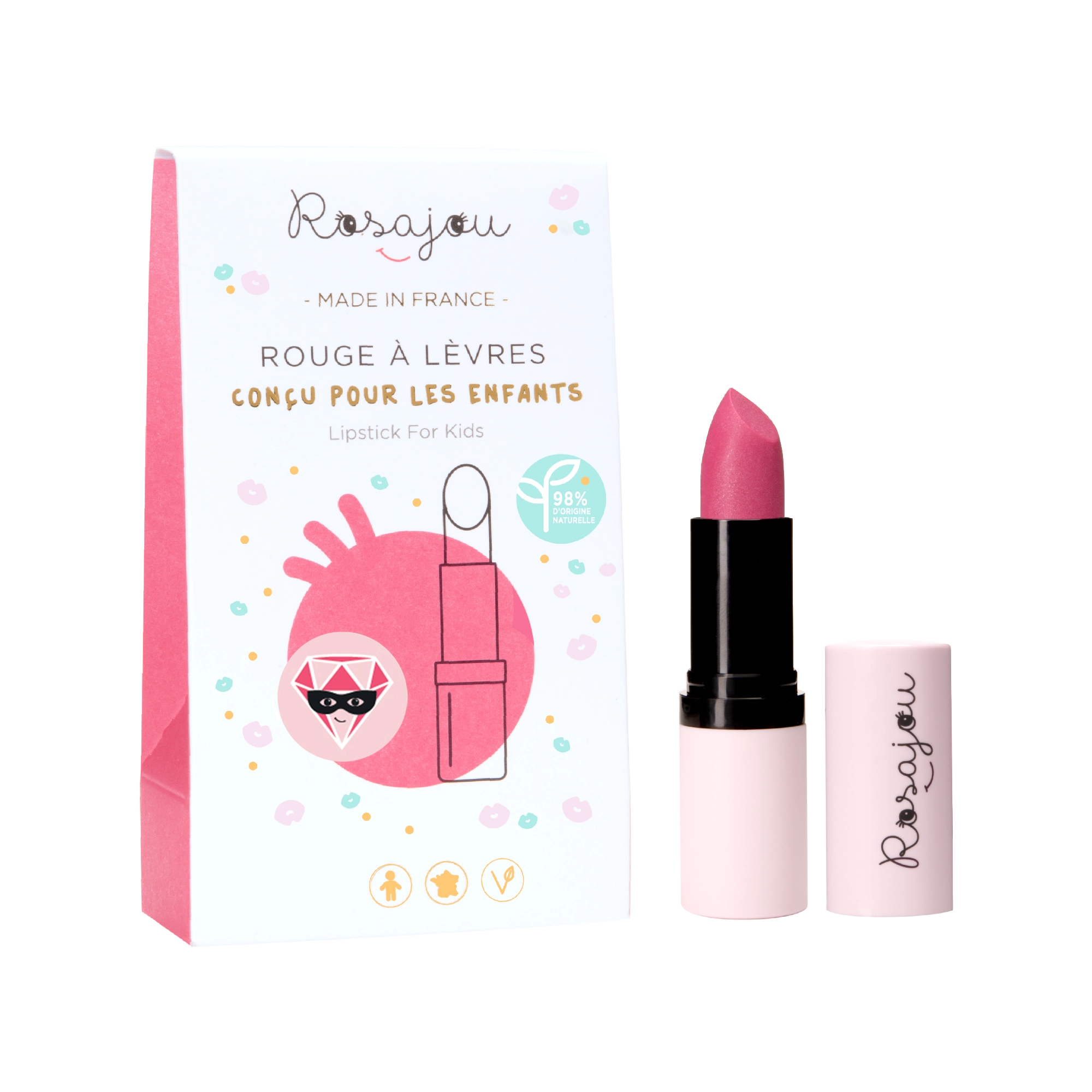Rossetto vegan per bambini, Rubis rosa | Rosajou - Made in France