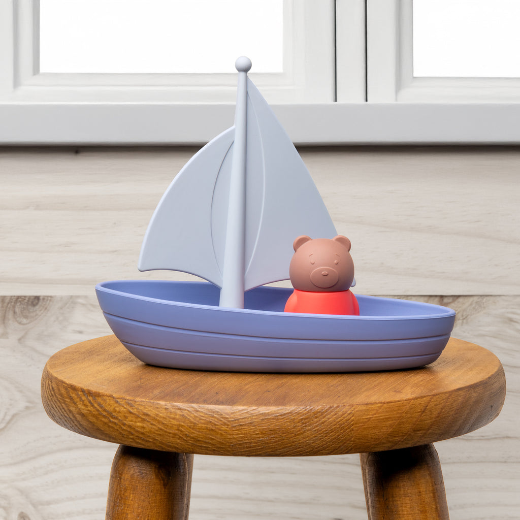 Silicone bath toy, Little boat with teddy bear