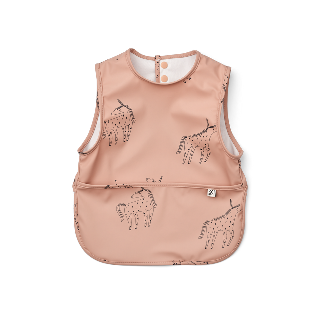 Bib with front pocket, Unicorns
