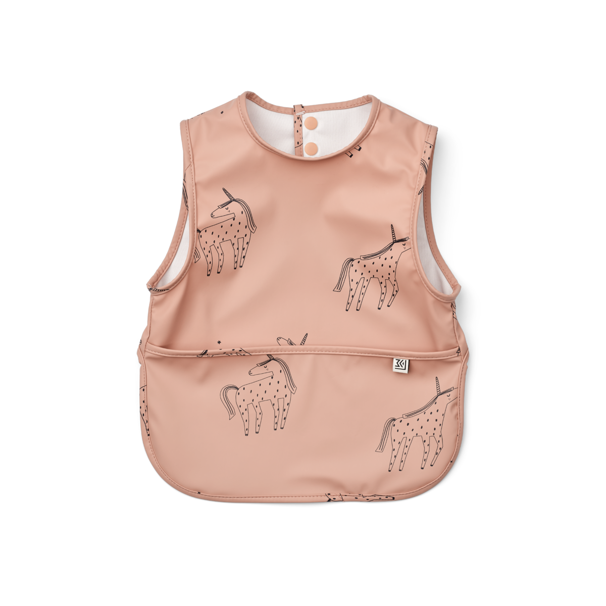 Bib with front pocket, Unicorns
