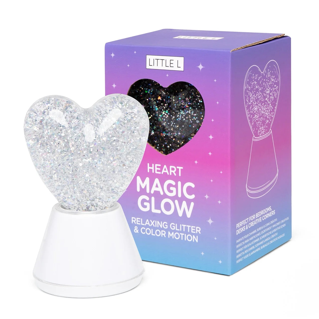 Magic lamp with glitter, Heart