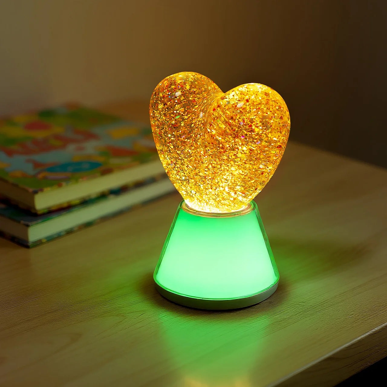 Magic lamp with glitter, Heart
