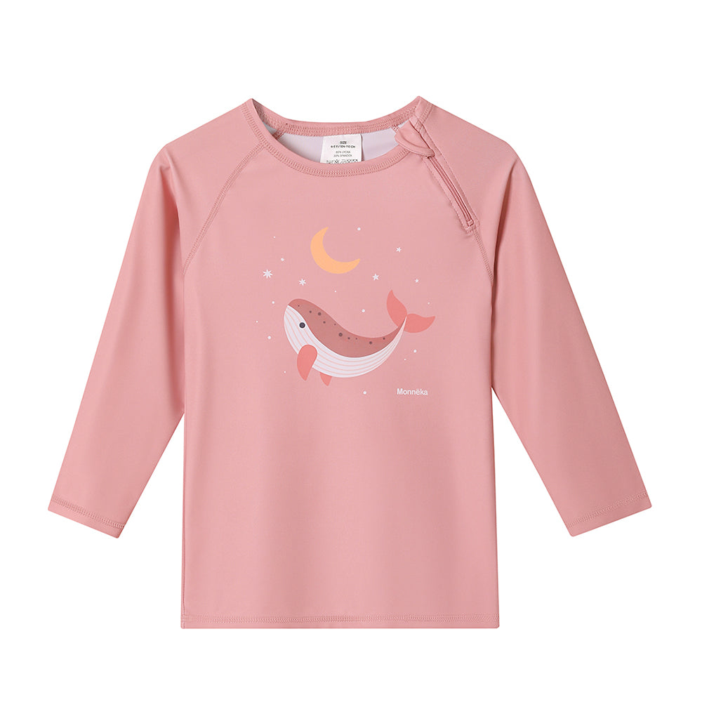 T-shirt manches longues de protection solaire, Baleine rose