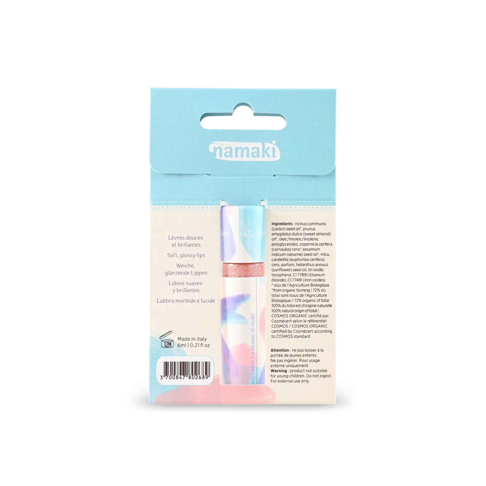 Lucidalabbra bio rosa glitterato | Namaki