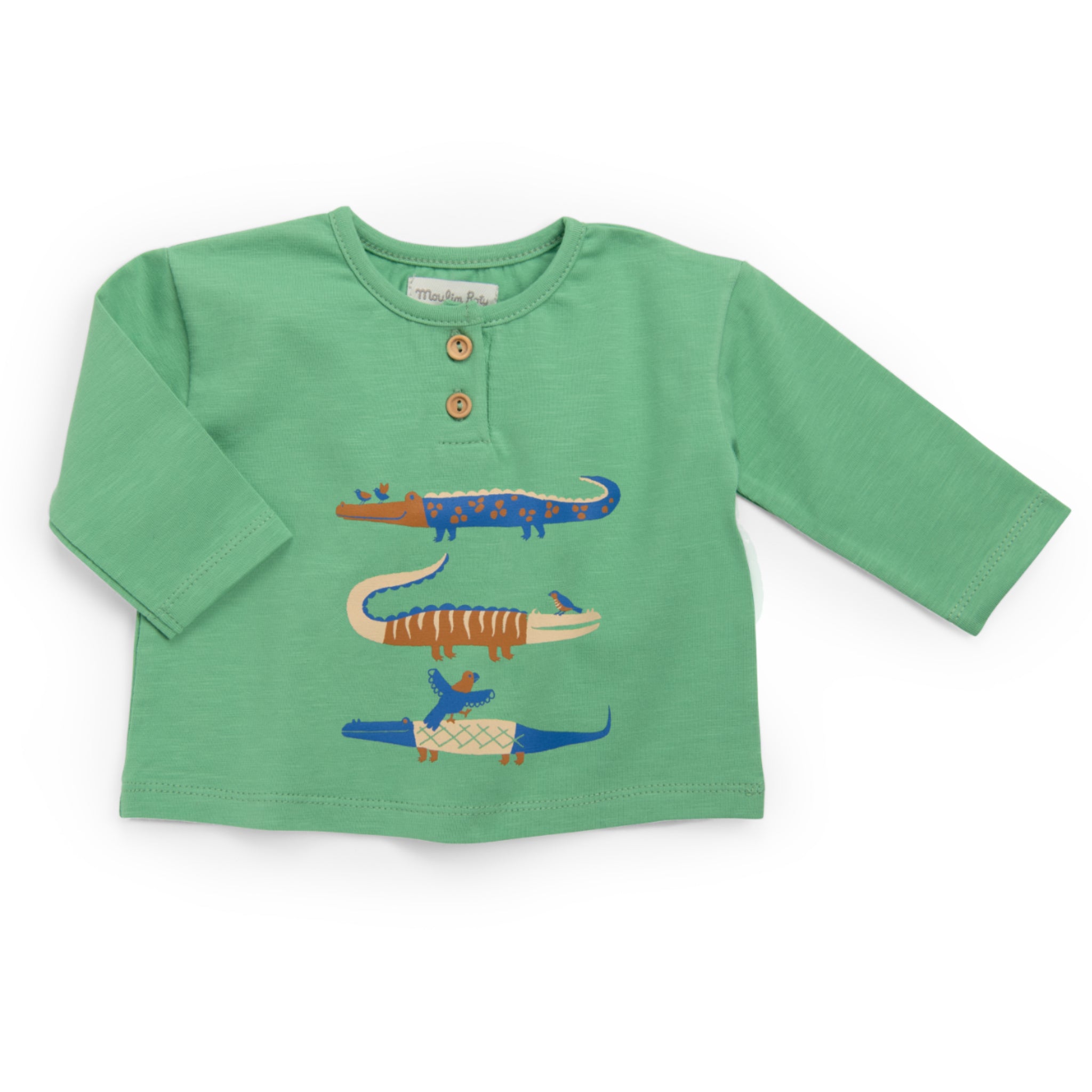 Green T-shirt with crocodile print, Mathis