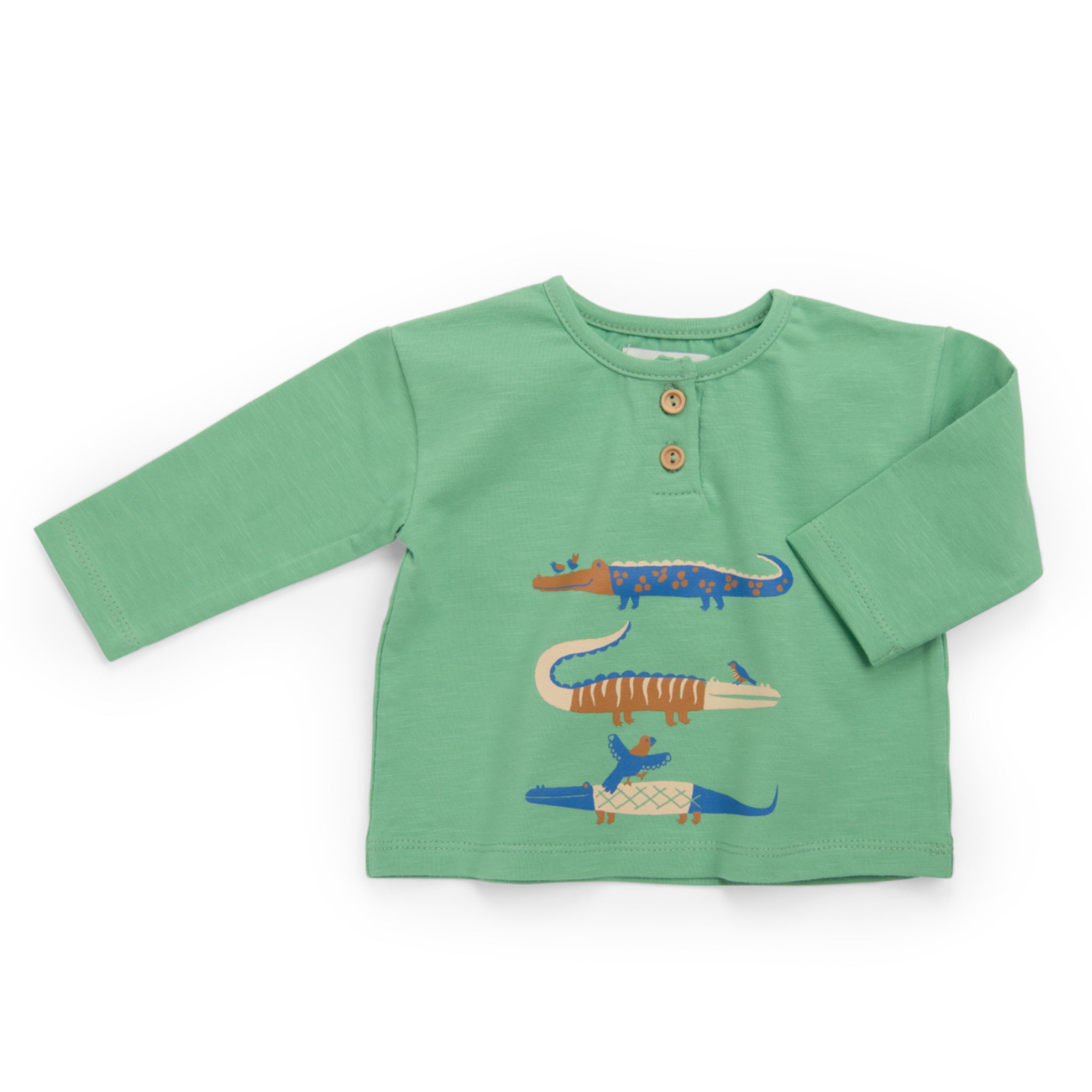 Green T-shirt with crocodile print, Mathis