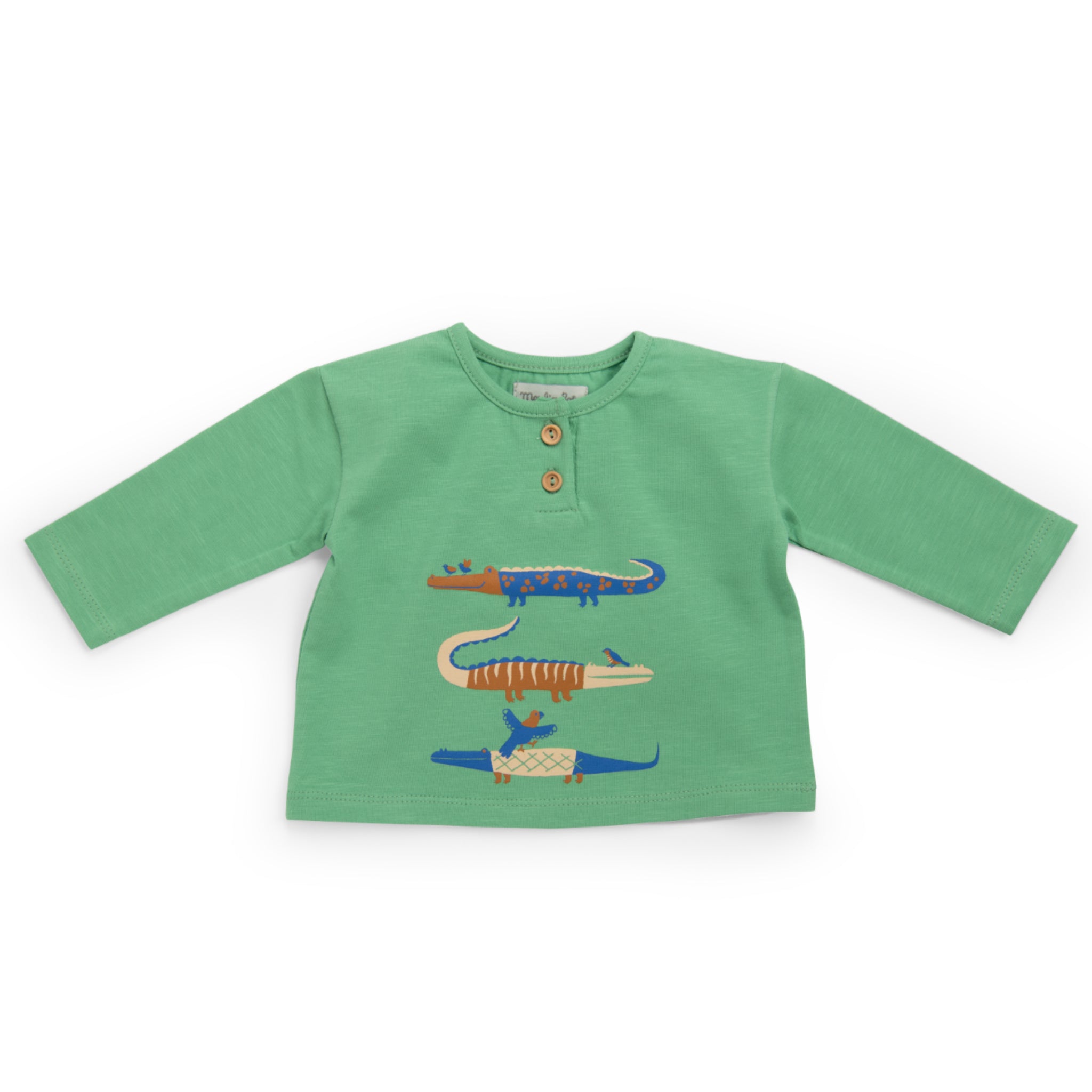 Green T-shirt with crocodile print, Mathis