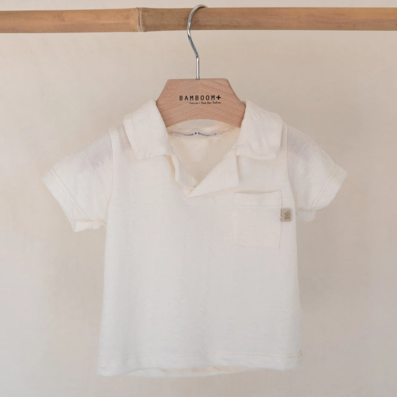 Maglietta polo in bambù e cotone bio, Off white