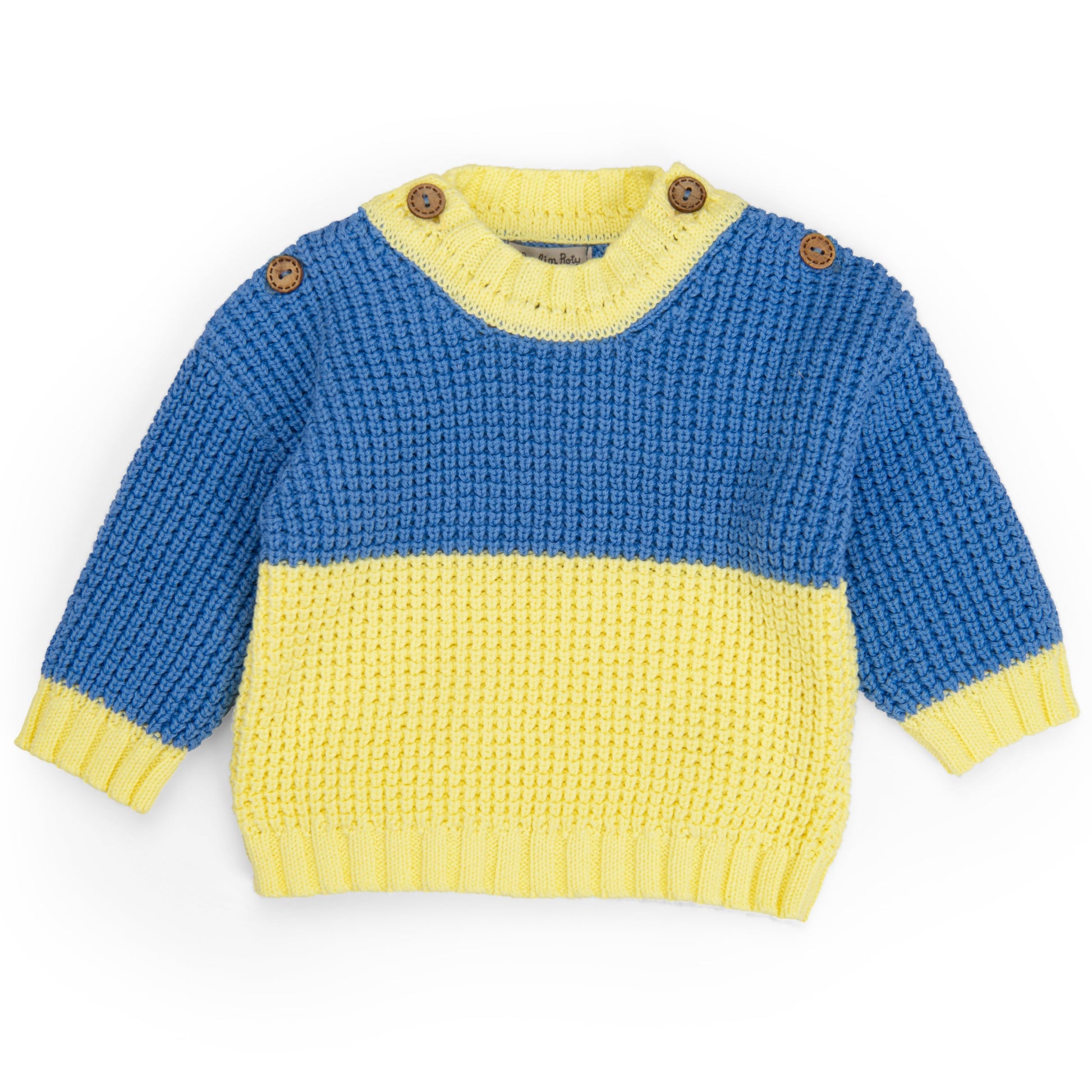 Maglione in cotone bio giallo e blu, Liseron