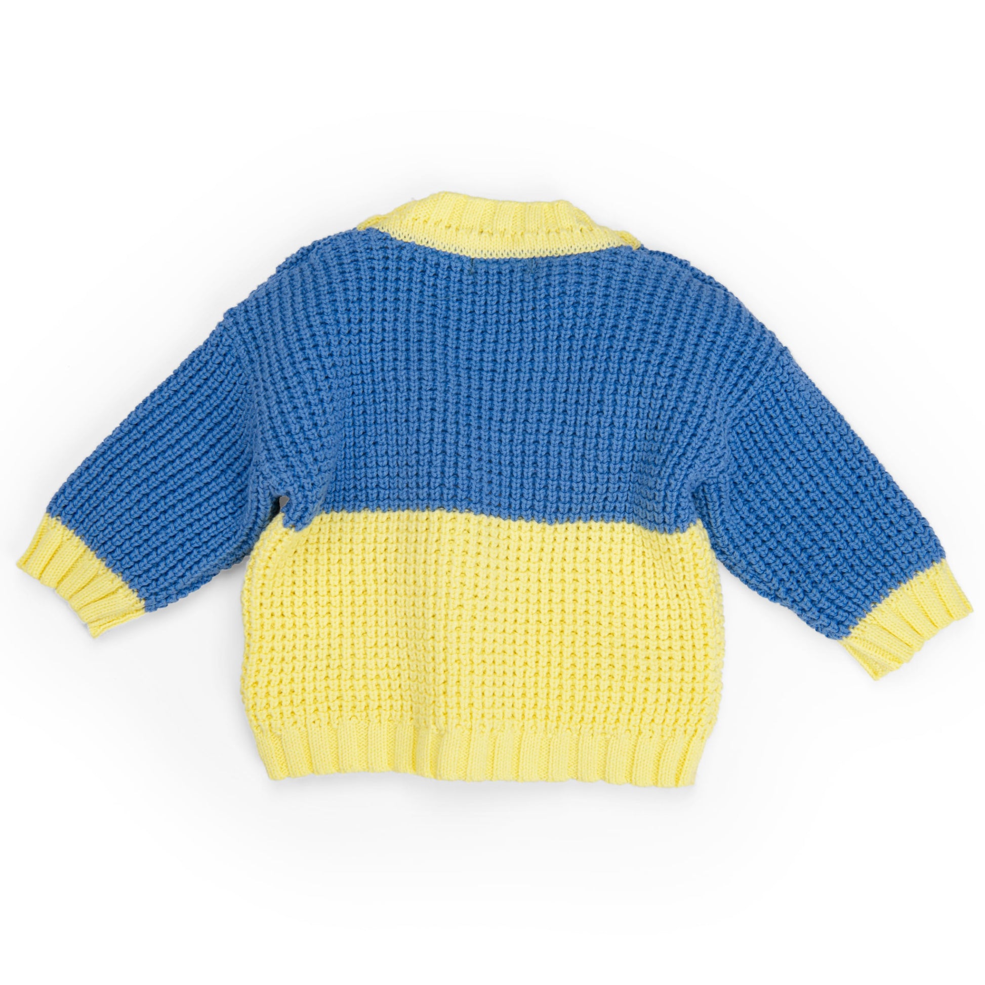 Maglione in cotone bio giallo e blu, Liseron