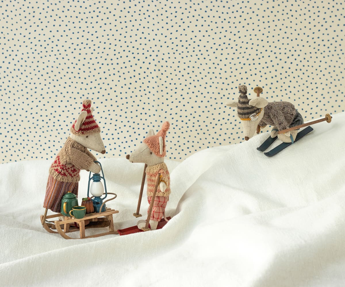 Winter Mouse with Skis, Big Sister - Pink