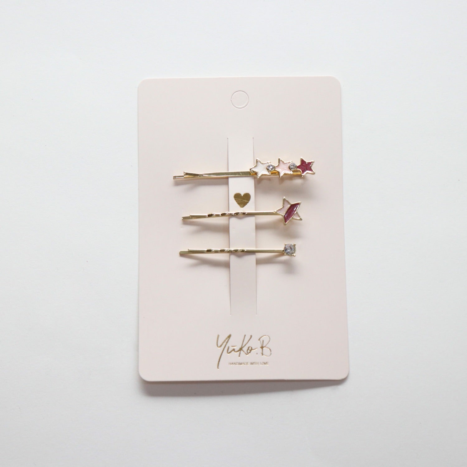 Hair clips, Pink star trio