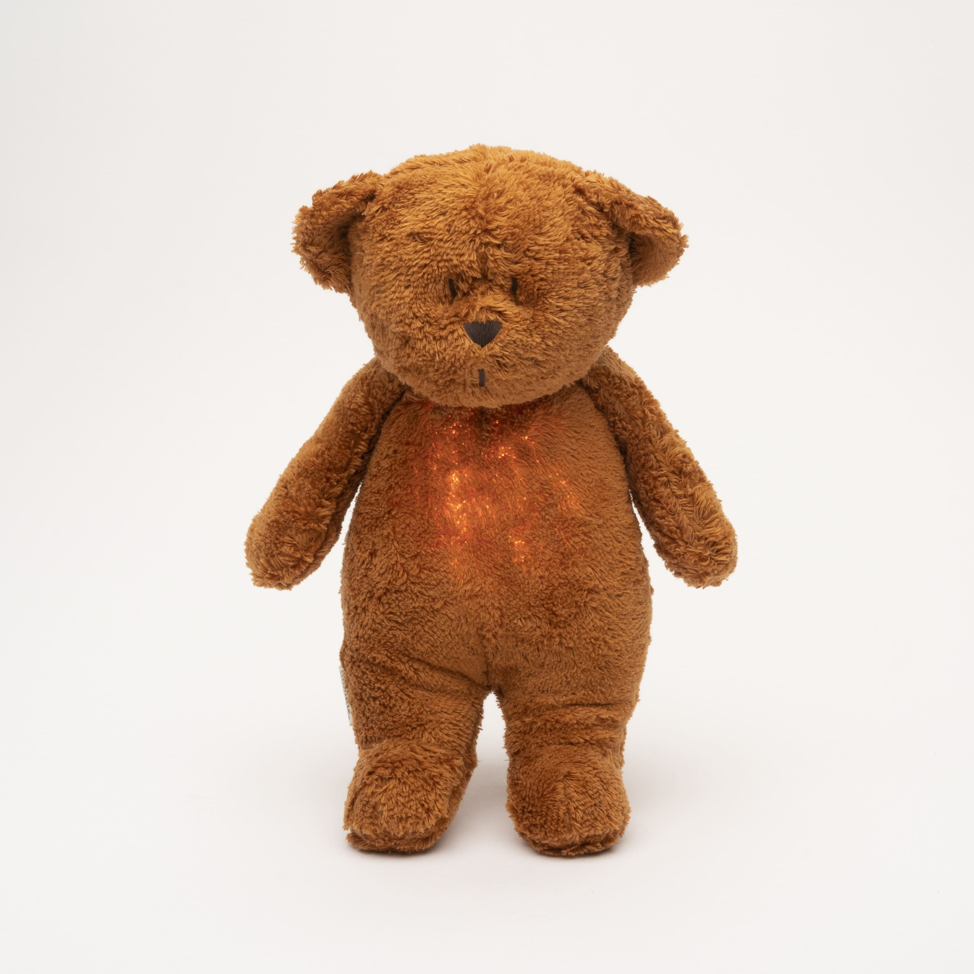 Moonie Humming bear in organic cotton with nightlight, Caramel