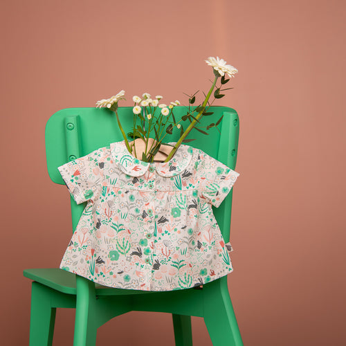 Flared shirt in printed organic cotton, Juliette