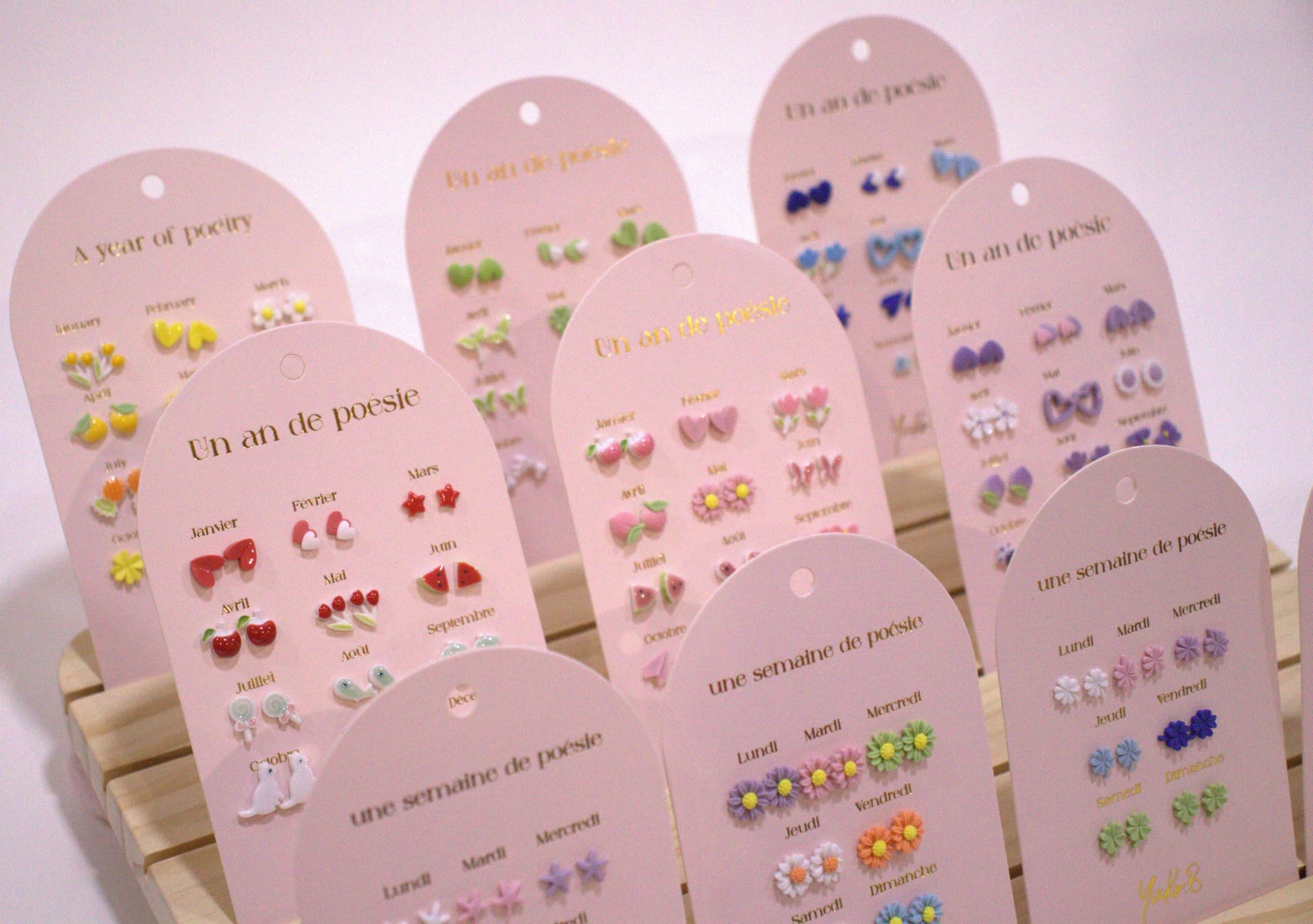 Set of 7 pairs of earrings, A week of poetry - Baby shower