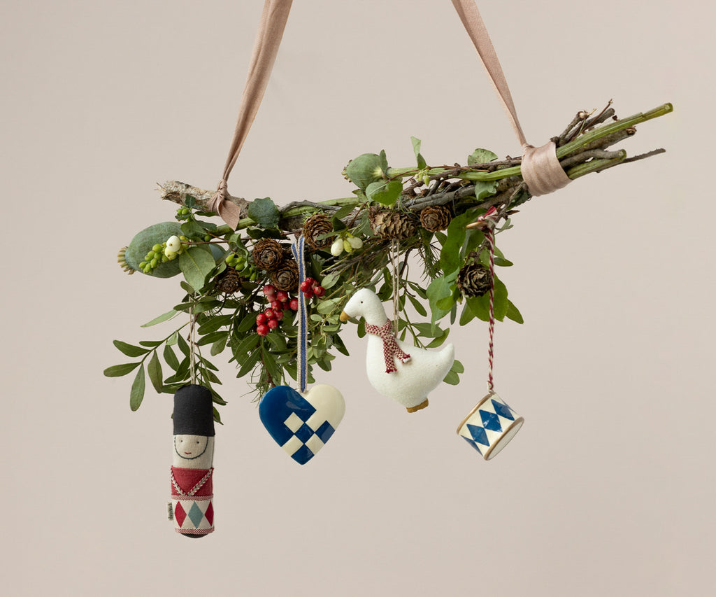 Fabric Christmas Ornament, Goose - Blue