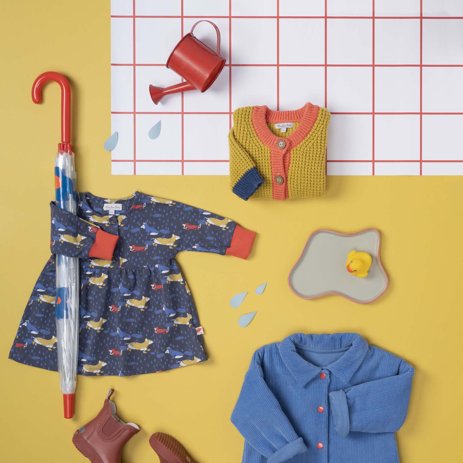 Warm cotton dress blue dogs, Kloe