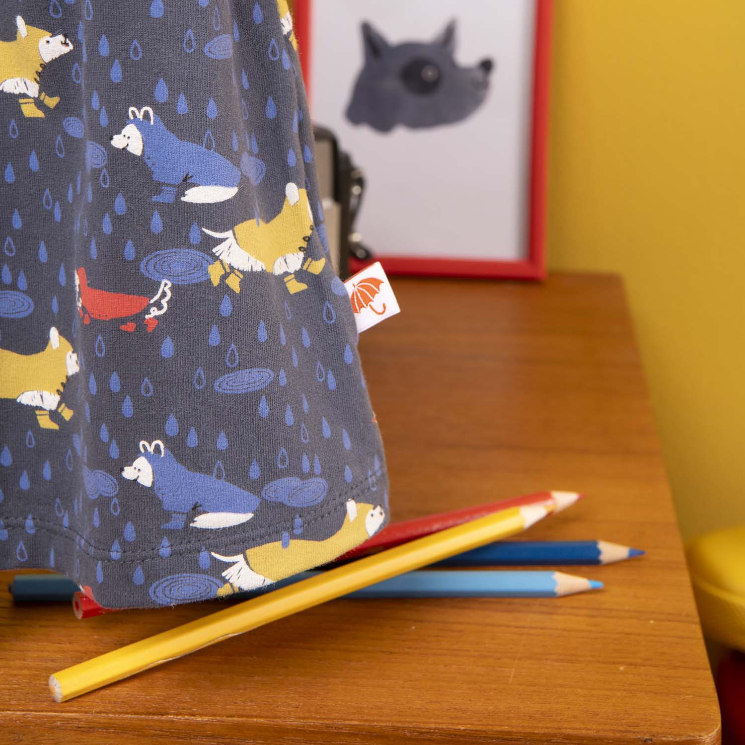Abito in caldo cotone blu cani, Kloe