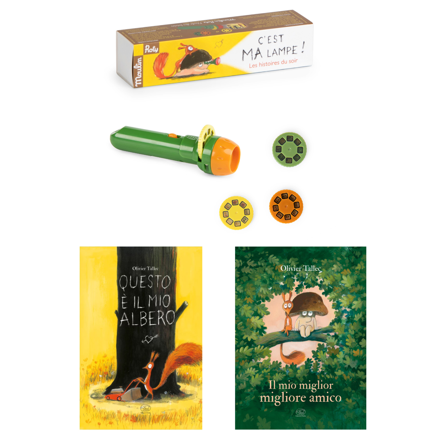 Story Projector Lamp and 2 Books, Squirrel