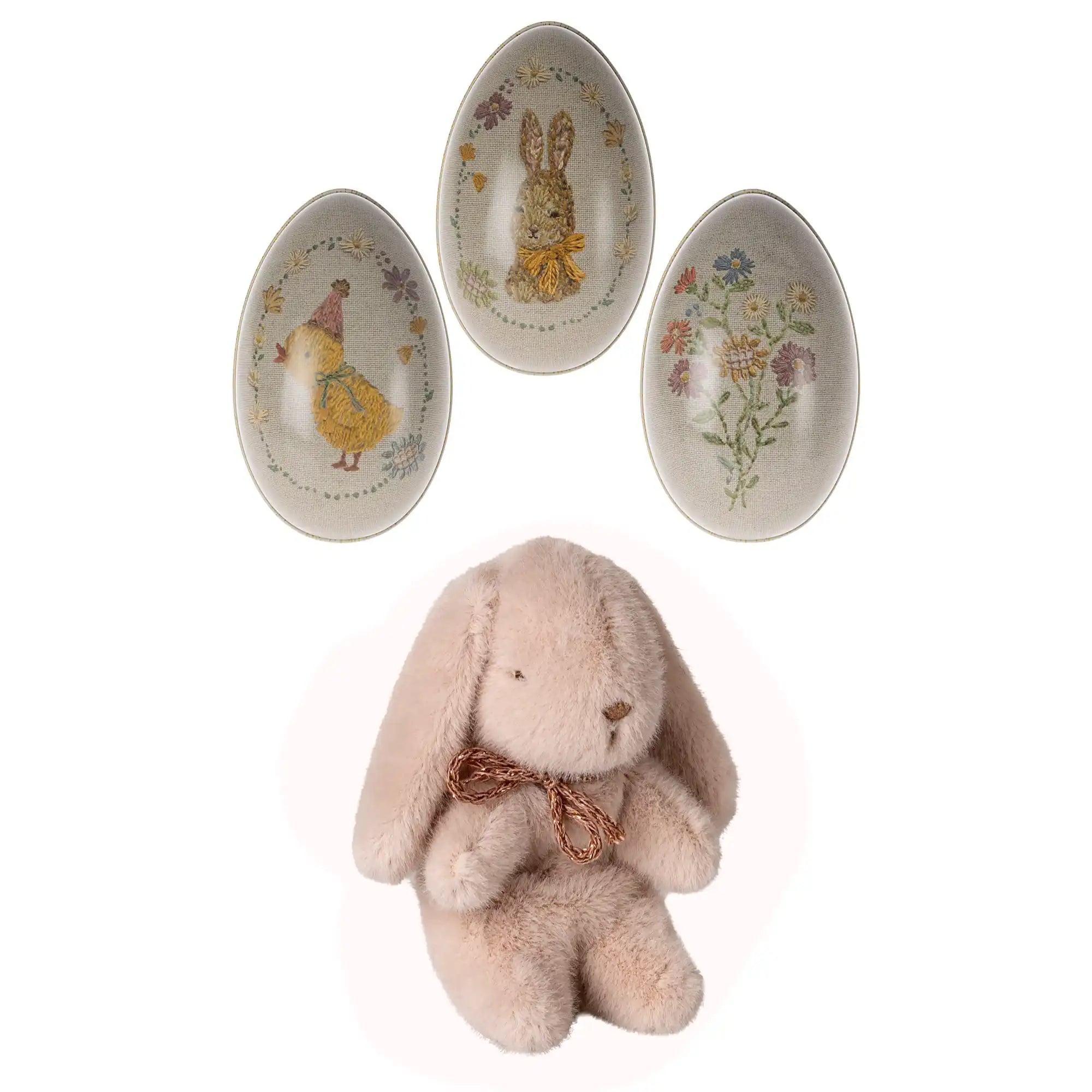 Piccolo uovo di metallo con coniglio in peluche, Light powder