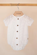 Broderie anglaise romper in bamboo and organic cotton, Off white