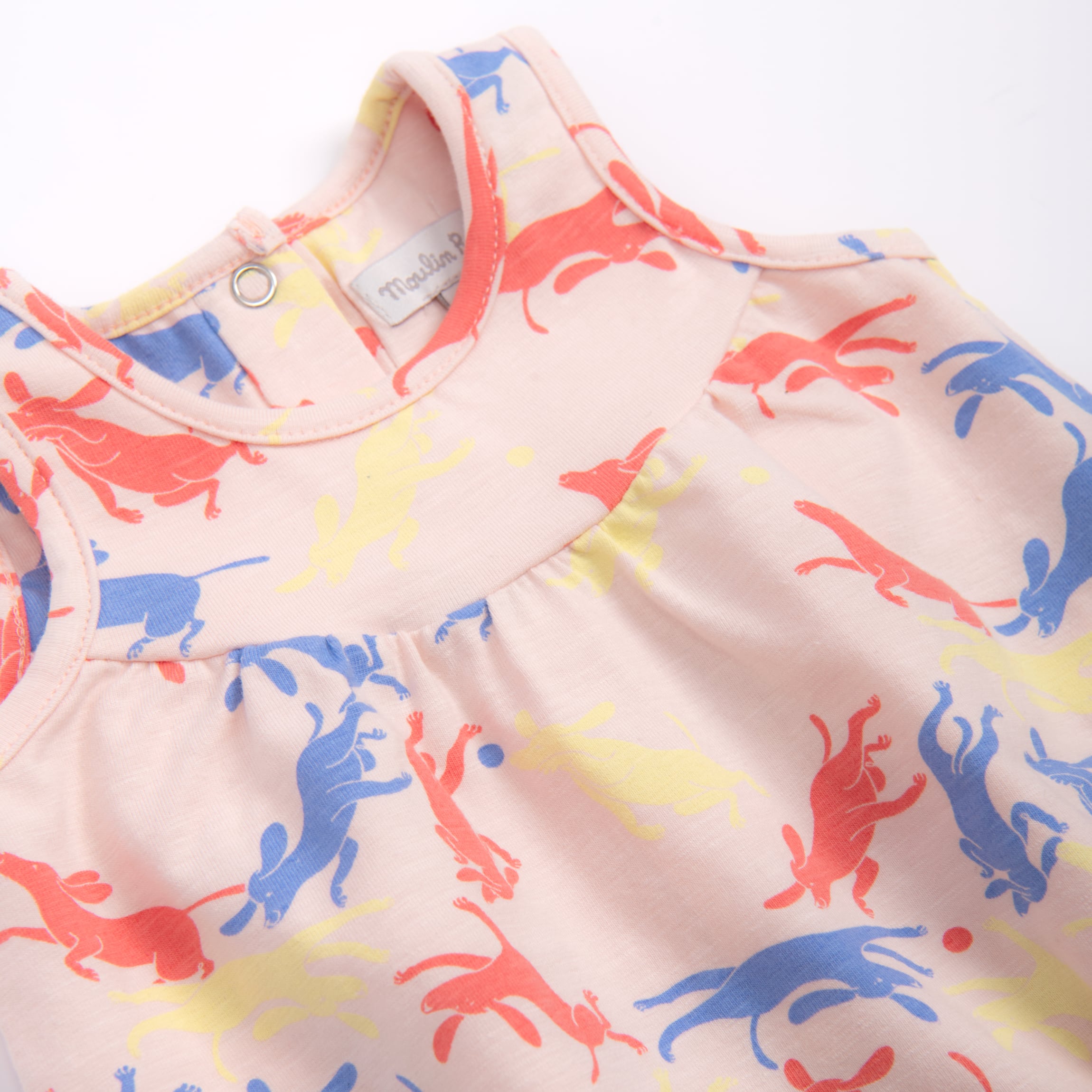 Printed pink cotton romper, Lalie